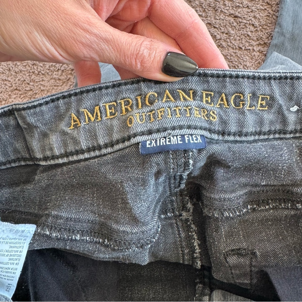American Eagle Extreme Flex Jeans Gray Distressed Stretch 30 X 32 Actual 30 In - Picture 9 of 13